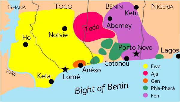 carte des langues Gbe 